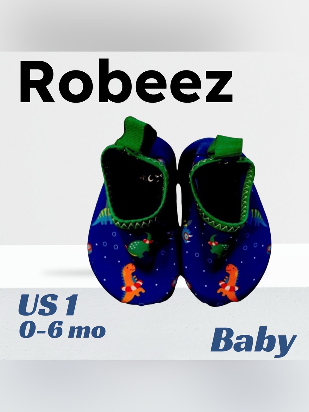 🇨🇦👍VGUC ROBEEZ | 0 - 6 mo | Unisex Dino print baby flexible soles water shoes